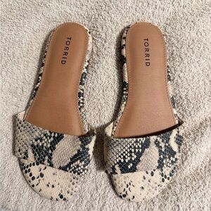 Torrid Snakeskin Slide Sandals - Black and Cream